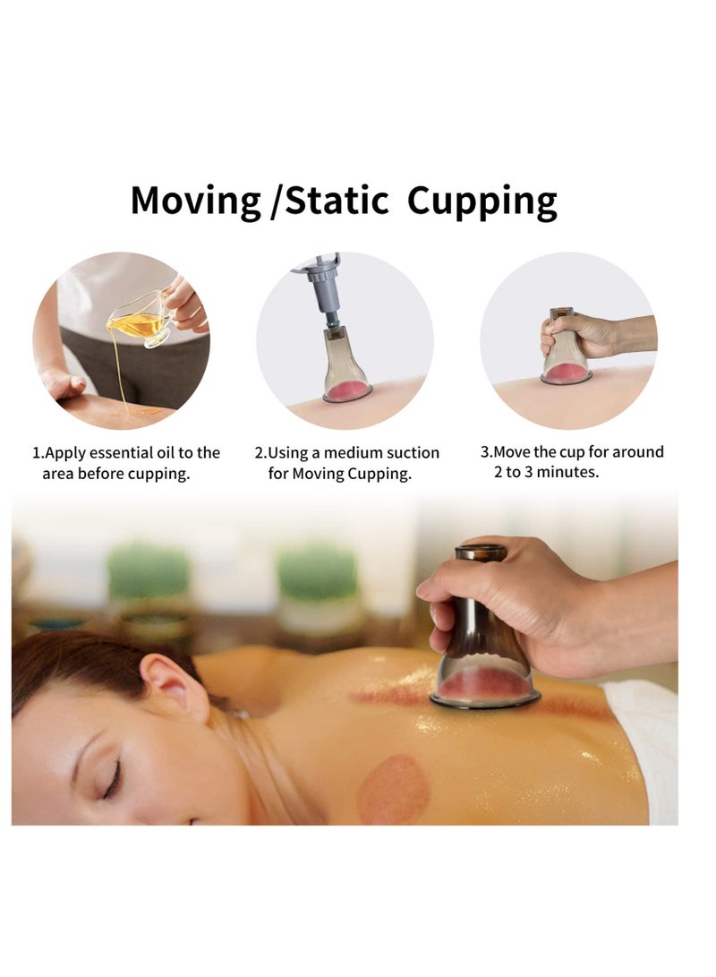Cupping Therapy Set, 3 in 1 Cupping Kit, Massage Cups for Pain Relief Physical Therapy Body Massage Gua Sha, for Massage Therapy with Pump Vacuum Suction,With 6 Extra Thick Cups and Plastic Box