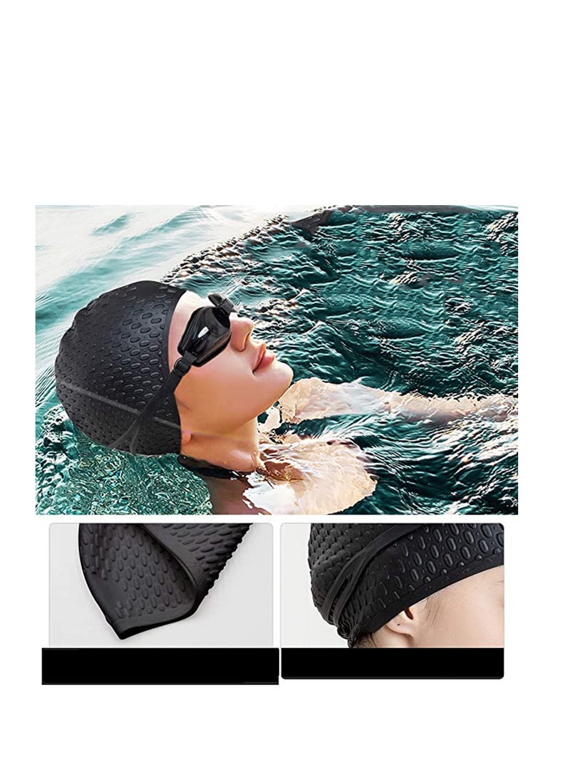 Swimming Cap for Women and Men, Ergonomic Design Durable, Silicone Swim Cap, Comfortable Bathing Cap Ideal for Curly Short Medium Long Hair, Shower Caps Keep Hairstyle Unchanged