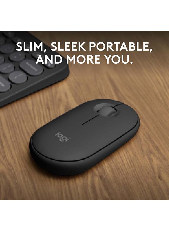 Pebble Mouse 2 M350s Slim Bluetooth Wireless Mouse, Portable, Customisable Button, Quiet Clicks, 4K DPI, 24-month battery, Easy-Switch for Windows, macOS, iPadOS, Android, Chrome OS Graphite