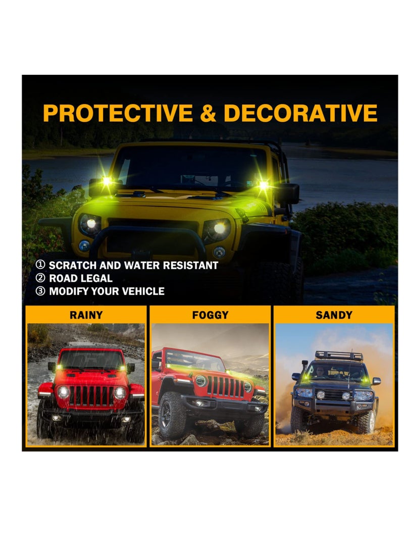 2 PCS Square LED Cube Light Covers, 3 inch Amber LED Pod Covers, Protective Polycarbonate Light Bar Lens Covers, Yellow Square Light Covers