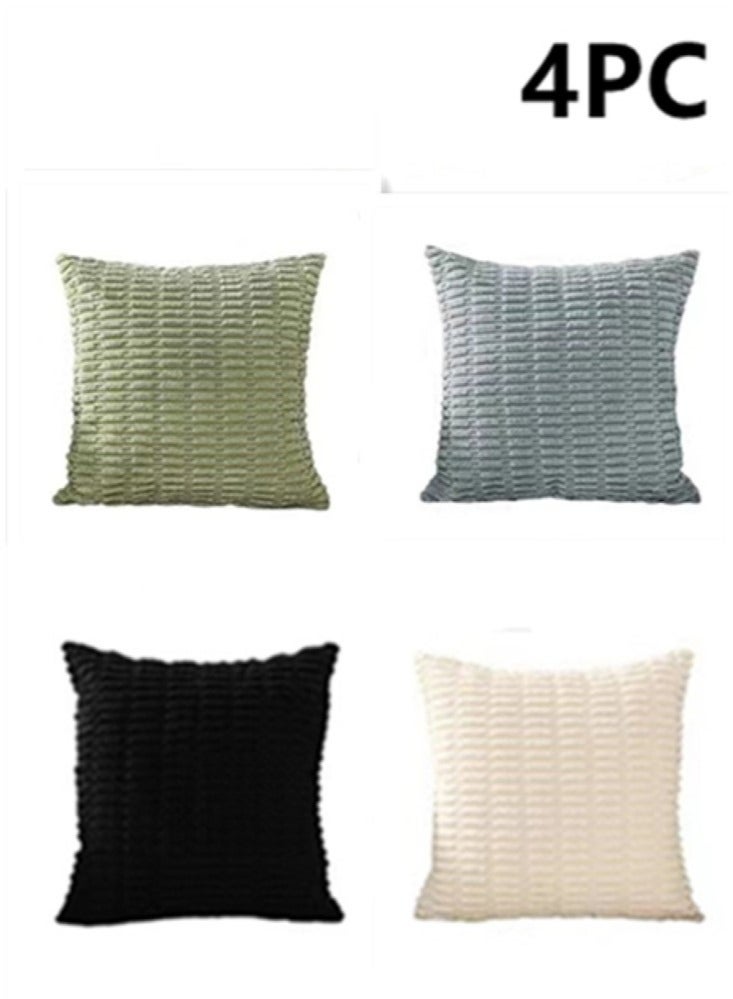 4-Piece Decorative Cushion Cover Pillow Cases Corduroy Multicolor 45x45 Centimeter