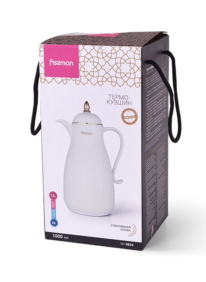 Arabic Dallah Design Vacuum Flask Insulated Jug White 1000ml