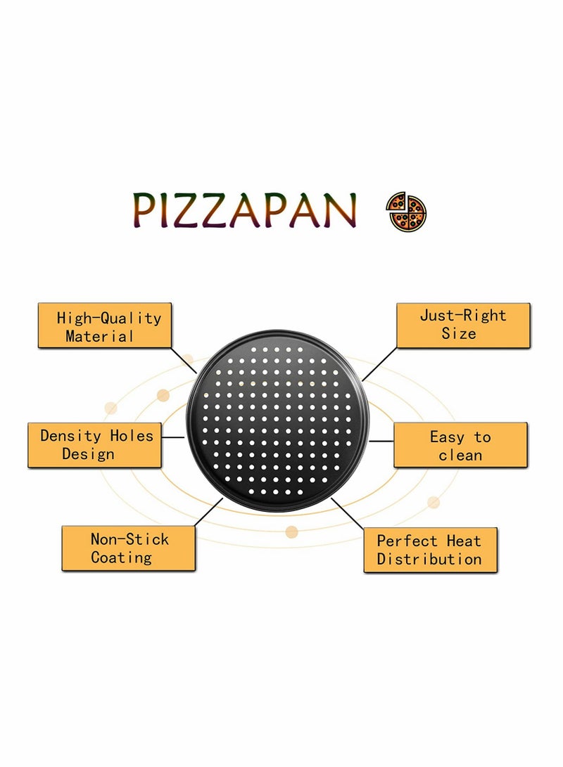 Pizza Steel Pan For Oven Pizza Crisper Pan With Holes 12 Inch Non Stick Round Sheet Oven Tray Perforated Carbon Steel Pizza Bakeware For Home Restaurant Kitchen Baking