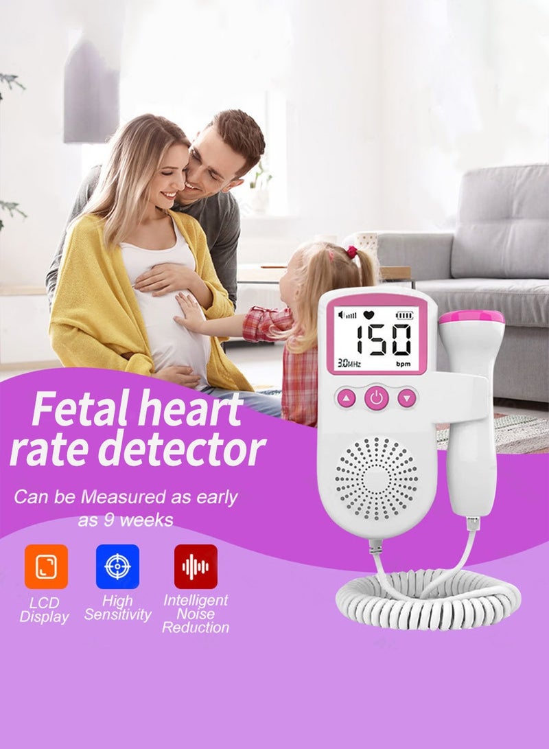 Fetal Heart Rate Detector, Portable Fetal Heart Rate Detector, Home Doppler Meter With LCD Display, For Monitoring Baby's Heartbeat At Home