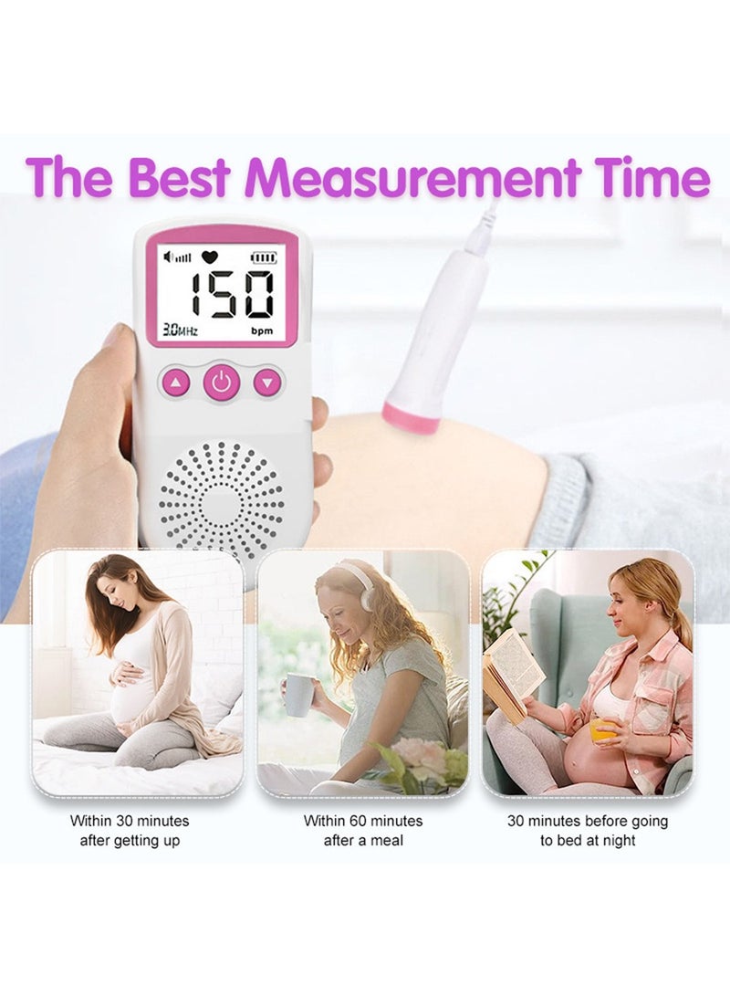 Fetal Heart Rate Detector, Portable Fetal Heart Rate Detector, Home Doppler Meter With LCD Display, For Monitoring Baby's Heartbeat At Home