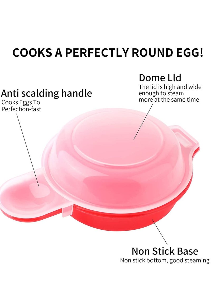 Microwave Egg Cooker, 1 Minute Fast Egg Hamburg Omelet Maker Kitchen Cooking Tool 2 sets (Red)