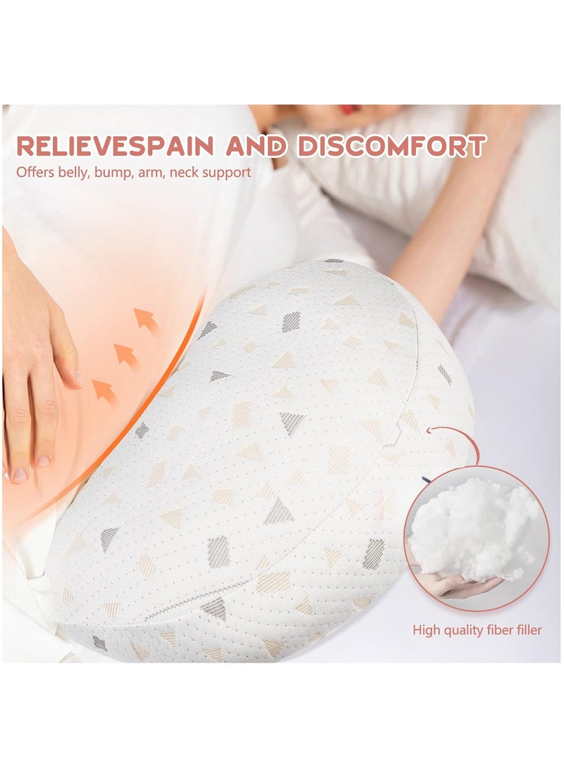 Pregnancy Pillow for Pregnant Women,Soft Pregnancy Body Pillow,Support for Back, Hips, Legs,Maternity Pillow with Detachable and Adjustable Pillow Cover（Beige）