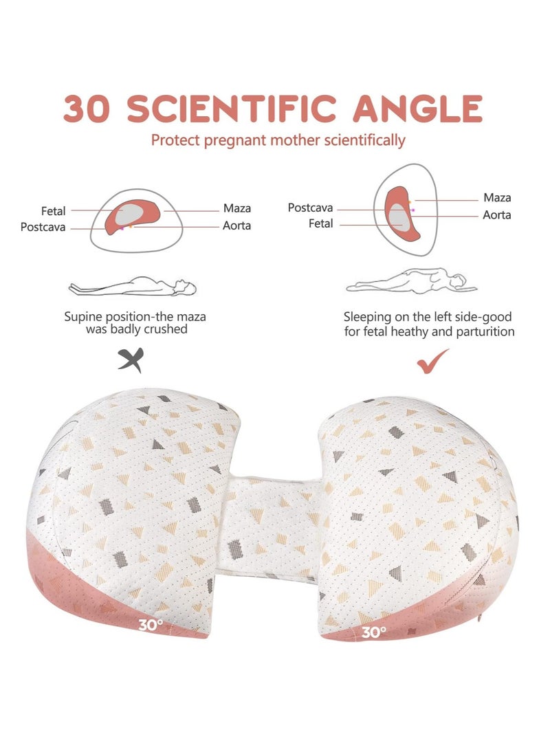 Pregnancy Pillow for Pregnant Women,Soft Pregnancy Body Pillow,Support for Back, Hips, Legs,Maternity Pillow with Detachable and Adjustable Pillow Cover（Beige）