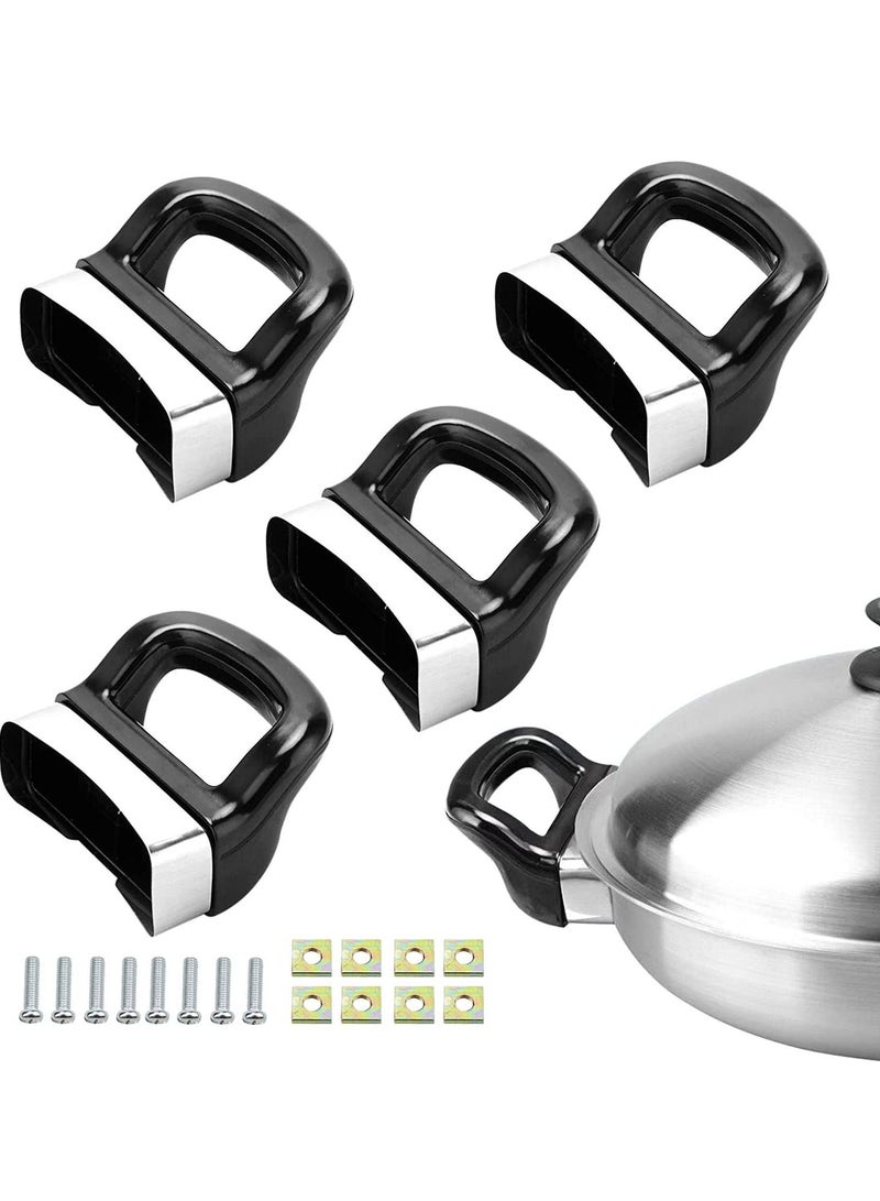 4 Pack Pot Short Side Handles Handle Metal Pressure Pan Ear Replacement Cooker Steamer Sauce Black Suitable For 2 Or 1 Hole Type