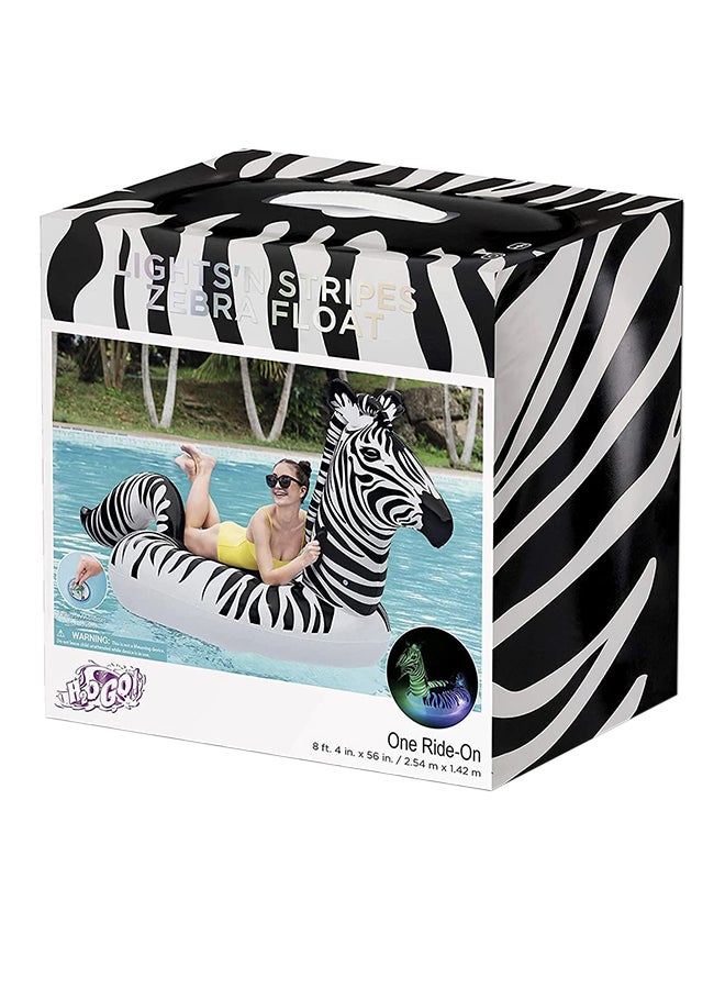 Lights ‘N Stripes Zebra Ride-On Pool Float With Led Light 246x104x122cm 246x104x122cm