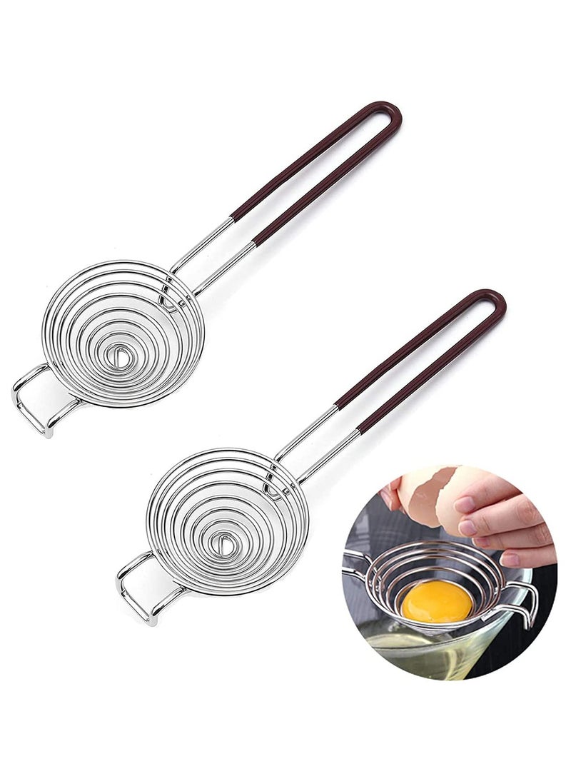 Egg Separator Egg Yolk White Separator Duck Egg Separator Stainless Steel Egg Separator Divider Tool Kitchen Gadgets for Cooking Baking (2 PACK)