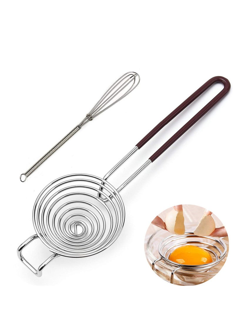 Egg Separator Egg Yolk White Separator Duck Egg Separator Stainless Steel Egg Separator Divider Tool Kitchen Gadgets for Cooking Baking (2 PACK)