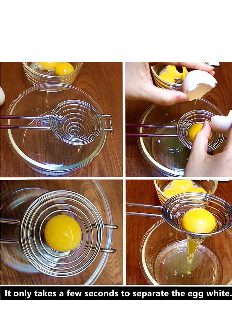 Egg Separator Egg Yolk White Separator Duck Egg Separator Stainless Steel Egg Separator Divider Tool Kitchen Gadgets for Cooking Baking (2 PACK)