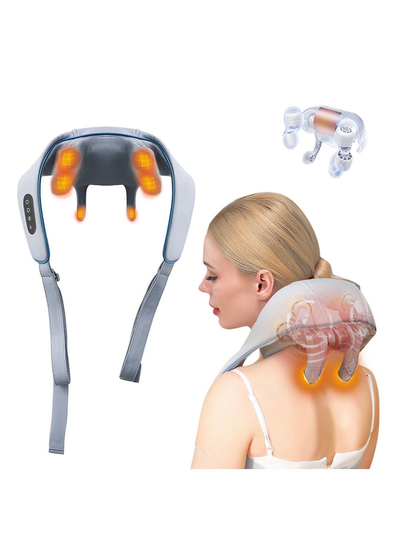 Neck Massager, Portable Electric Neck Massager, Massagers for Neck and Shoulder with Heat, Electric Neck Massager with Heat at Home for Muscle Relaxation, for Neck, Traps, and Back Pain Relief