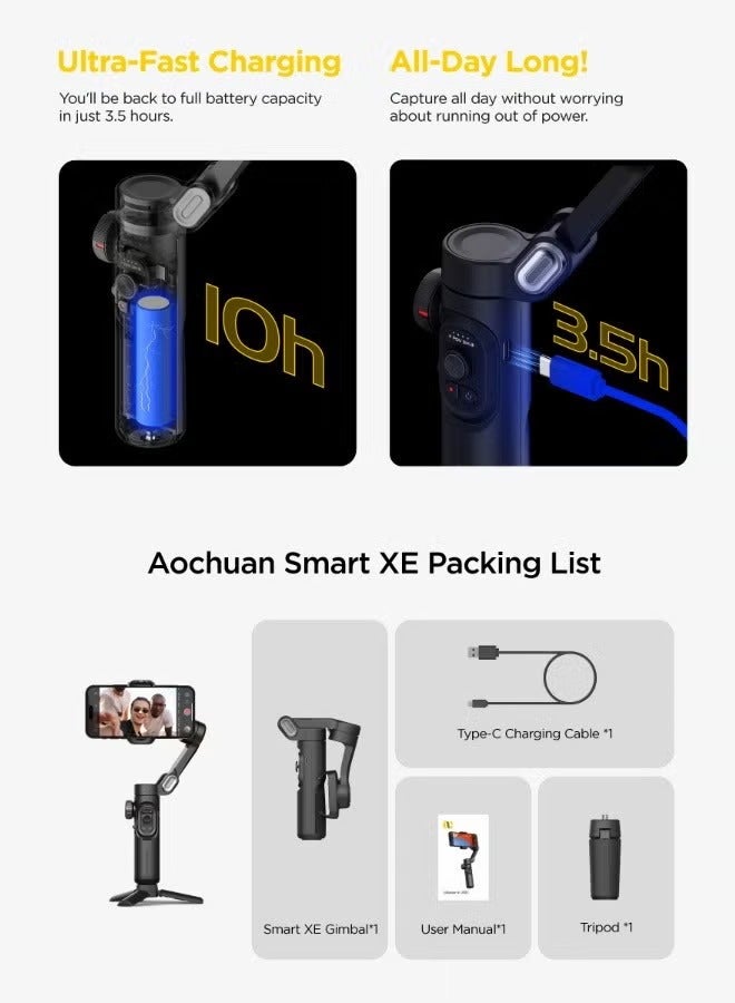 Phone Gimbal Stabiliser 3-Axis Smartphone Foldable Gimbal for iPhone Gimble with Focus Wheel TikTok YouTube Vlog Stabiliser for iPhone & Android