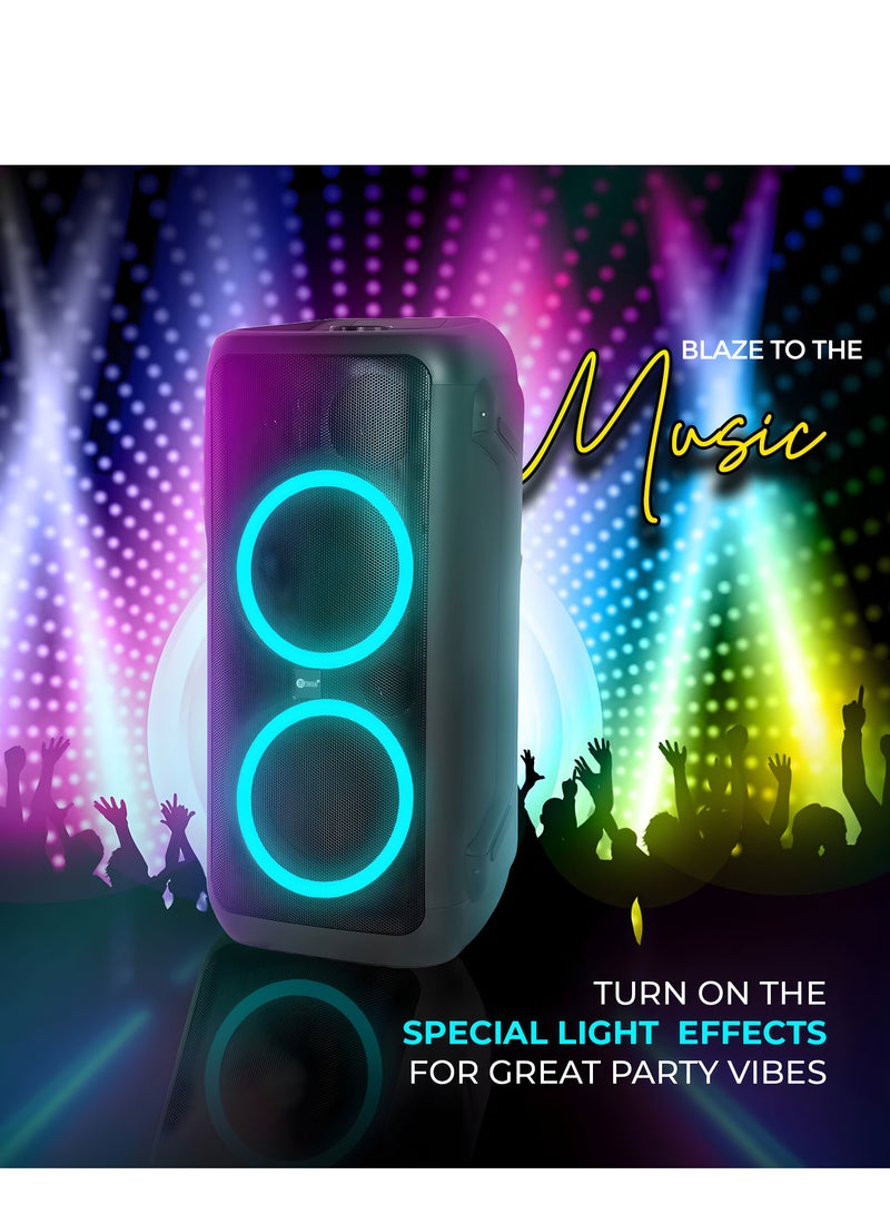 Party Speaker, 100 Watts, 12.76kg, 4500Ma Battery, Side Handle And Wheels, With Remote Control, ESMA Approved, 2 Years Warranty AF-100PSBK Black