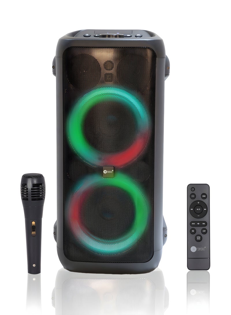 Party Speaker, 100 Watts, 12.76kg, 4500Ma Battery, Side Handle And Wheels, With Remote Control, ESMA Approved, 2 Years Warranty AF-100PSBK Black