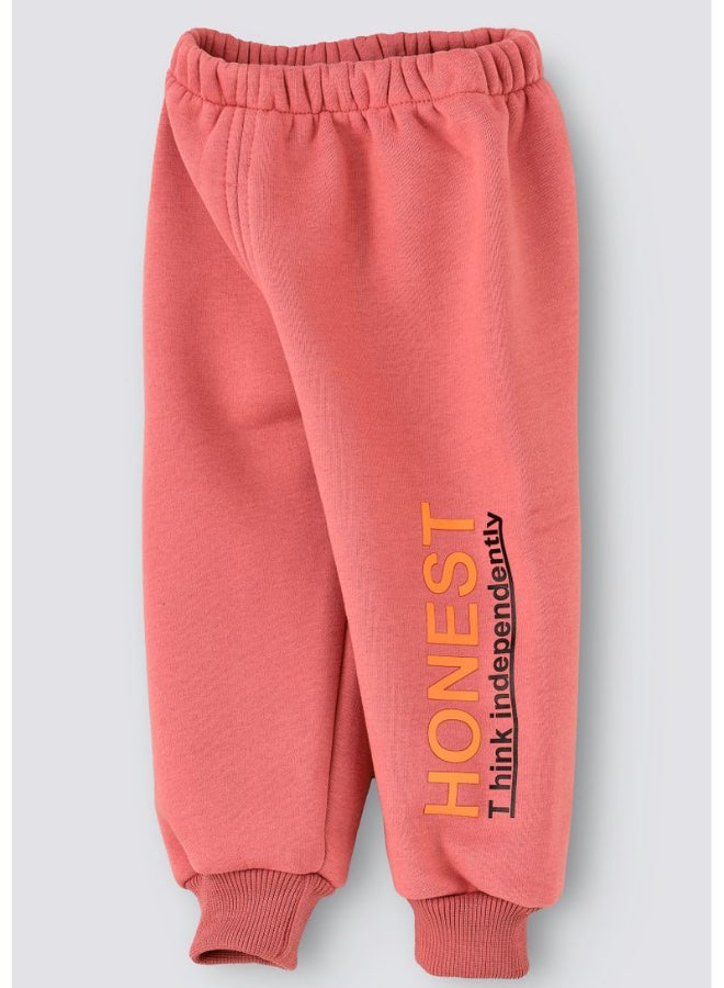 Slogan Printed Mid-Rise Joggers Pink