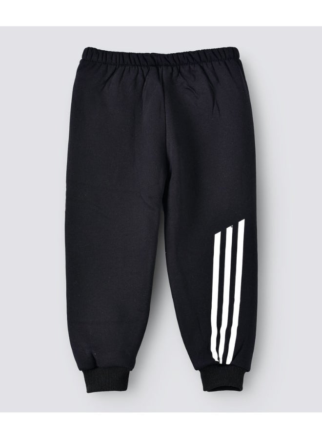 3-Stripes Detail Mid-Rise Joggers Black/White