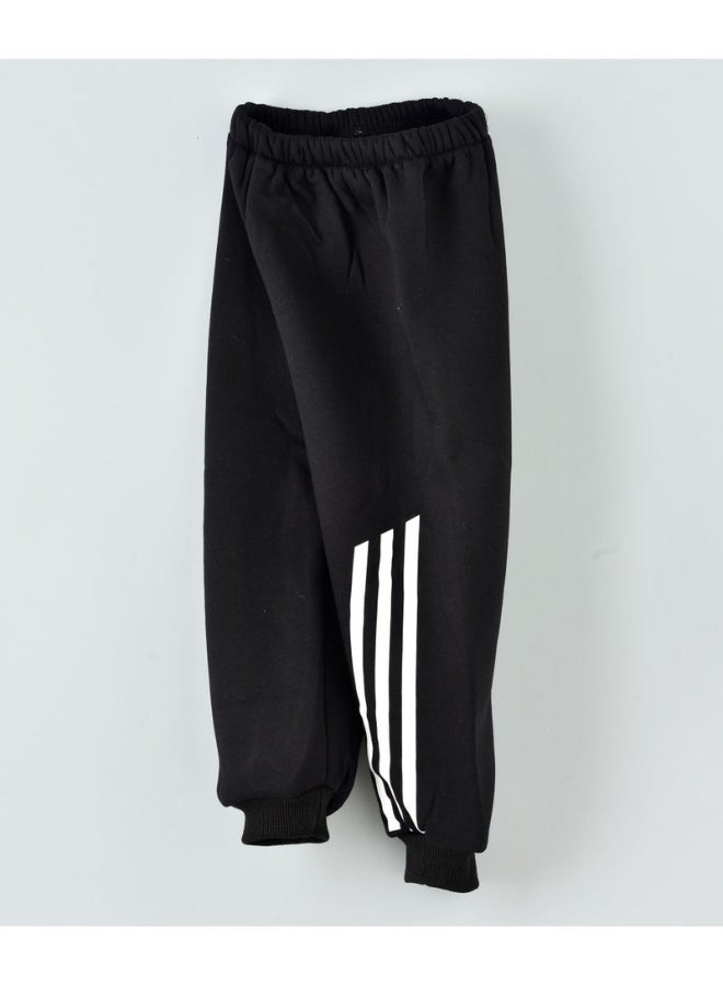 3-Stripes Detail Mid-Rise Joggers Black/White