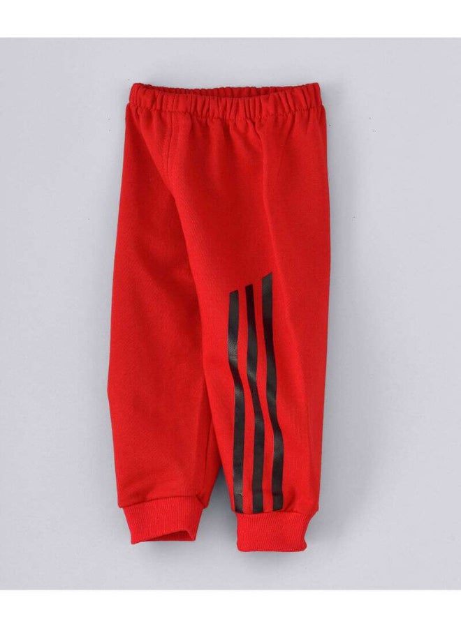 3-Stripes Detail Mid-Rise Joggers Red/Black