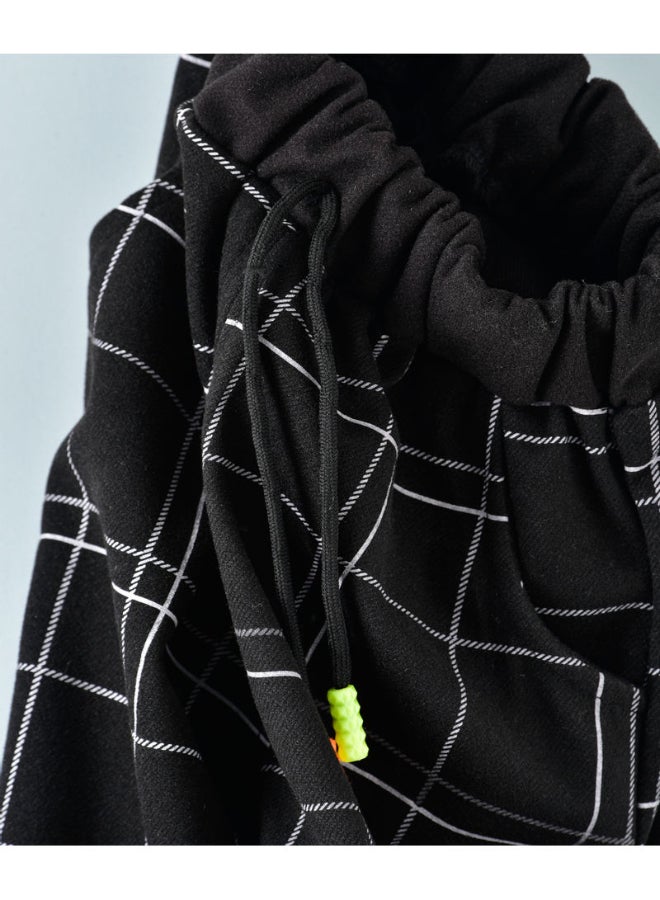 Checked Printed Mid -Rise Joggers Black/White