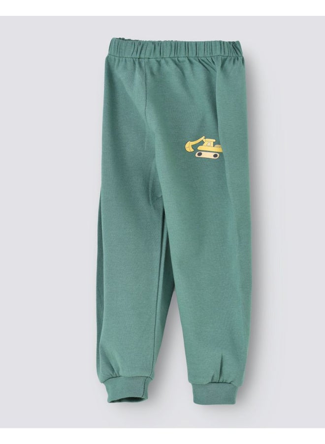 Solid Pattern Mid-Rise Joggers Green/Yellow