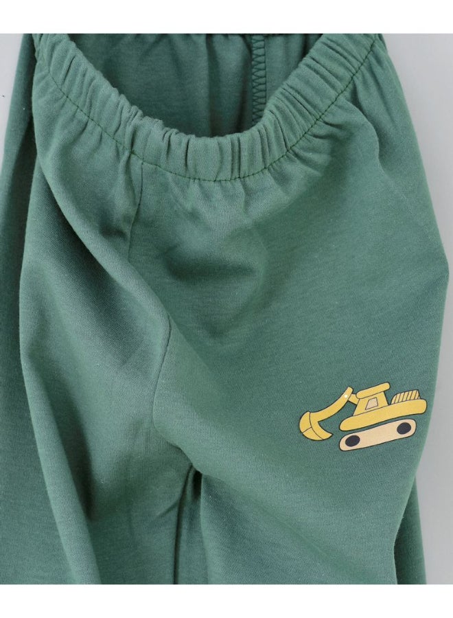 Solid Pattern Mid-Rise Joggers Green/Yellow