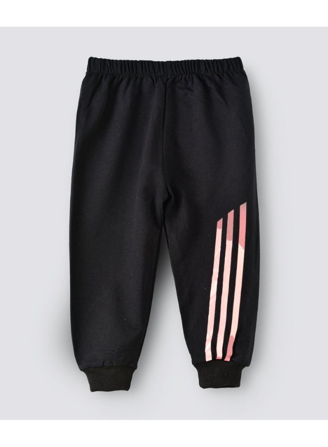 3-Stripes Detail Mid-Rise Joggers Black/Beige