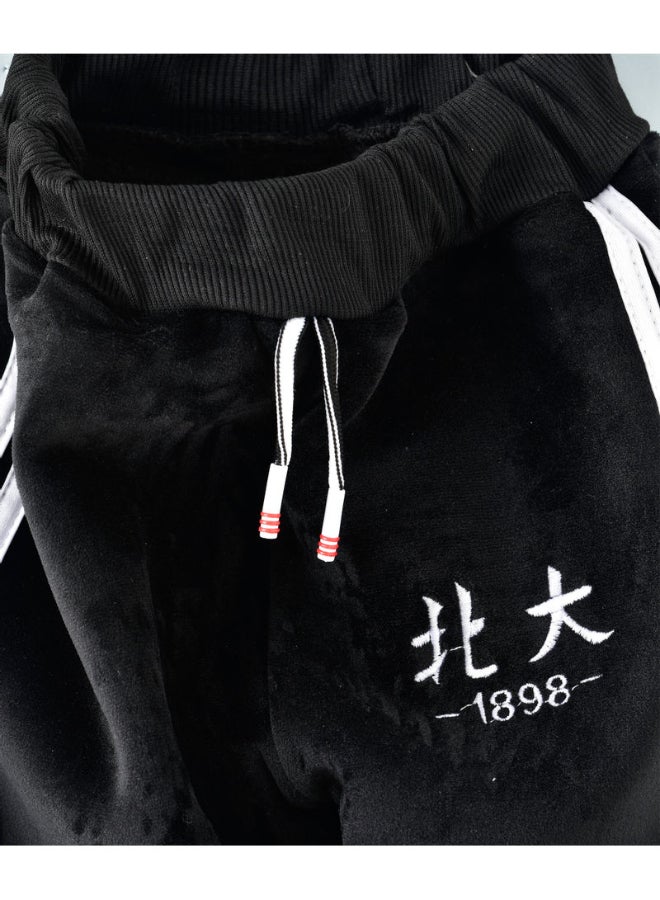 Double Side Stripe Detail Mid-Rise Joggers Black/White