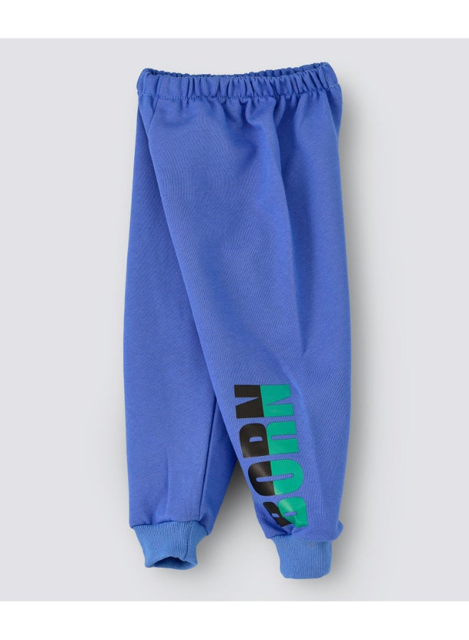 Slogan Printed Mid-Rise Joggers Blue/Black/Green