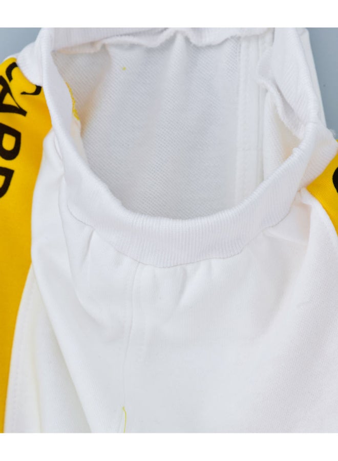 Slogan Side Stripe Detail Mid-Rise Joggers White/Yellow/Black