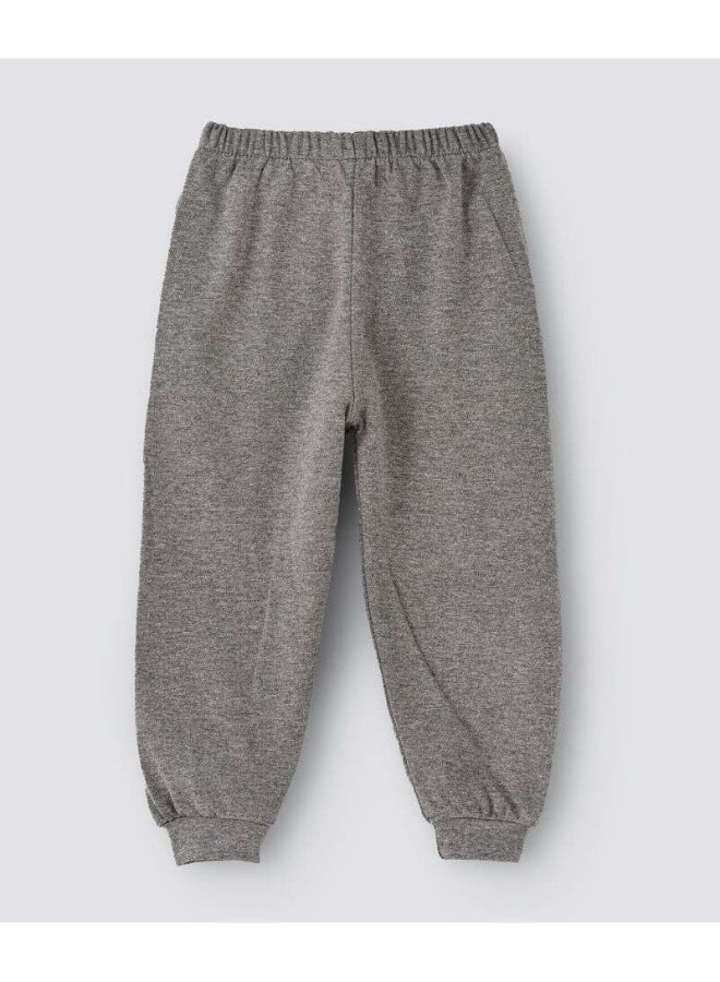 Slogan Printed Mid-Rise Joggers Grey