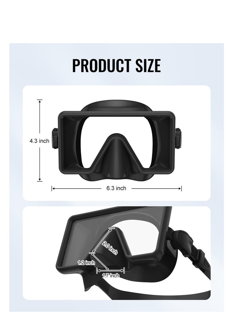 Snorkel Mask Anti-Fog Anti Leakage Panoramic Diving Mask Tempered Glass Shatterproof Swim Mask Anti-Glare Scuba Swim Goggles for Adults and Teenager