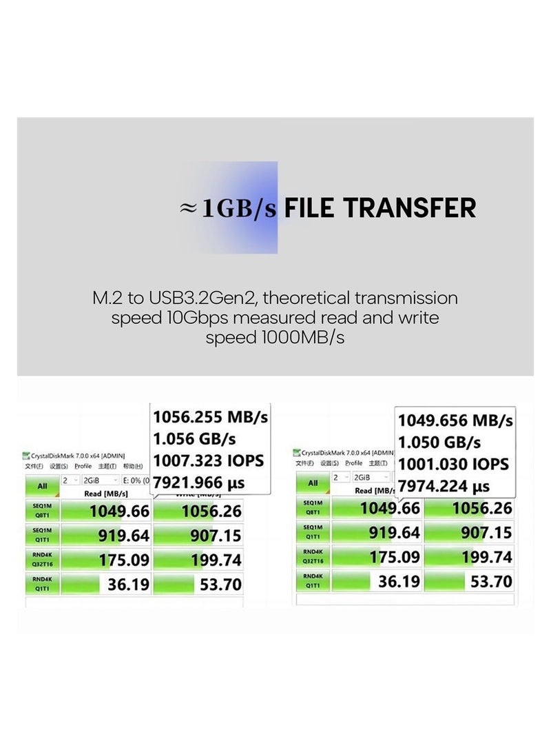 M.2 NVMe SSD Enclosure Aluminum Tool-Free Adapter, 10Gbps USB3.2 Reader, for M.2 NVMe M-Key 2230 SSD, New 2230 Plug and Play M.2 Hard Drive Case, Support UASP, Plug and Play