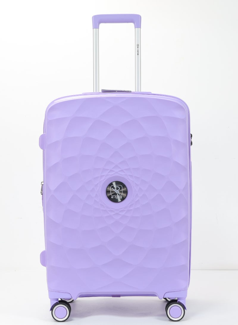 Paris 20 Inch Lilac Carry On Suitcase Luggage Trolley Bag with Durable and Lightweight PP Hardshell 3 Level Telescopic Handle 4 Quiet 360° Wheels and TSA Lock