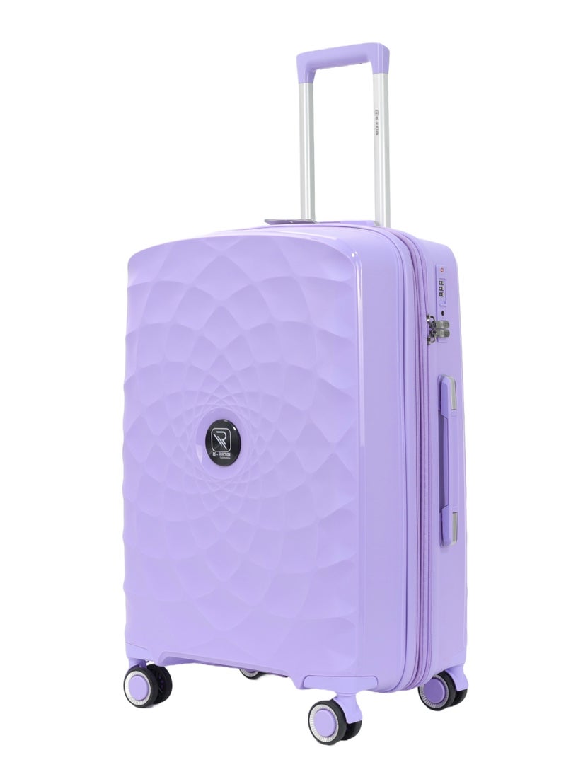 Paris 20 Inch Lilac Carry On Suitcase Luggage Trolley Bag with Durable and Lightweight PP Hardshell 3 Level Telescopic Handle 4 Quiet 360° Wheels and TSA Lock