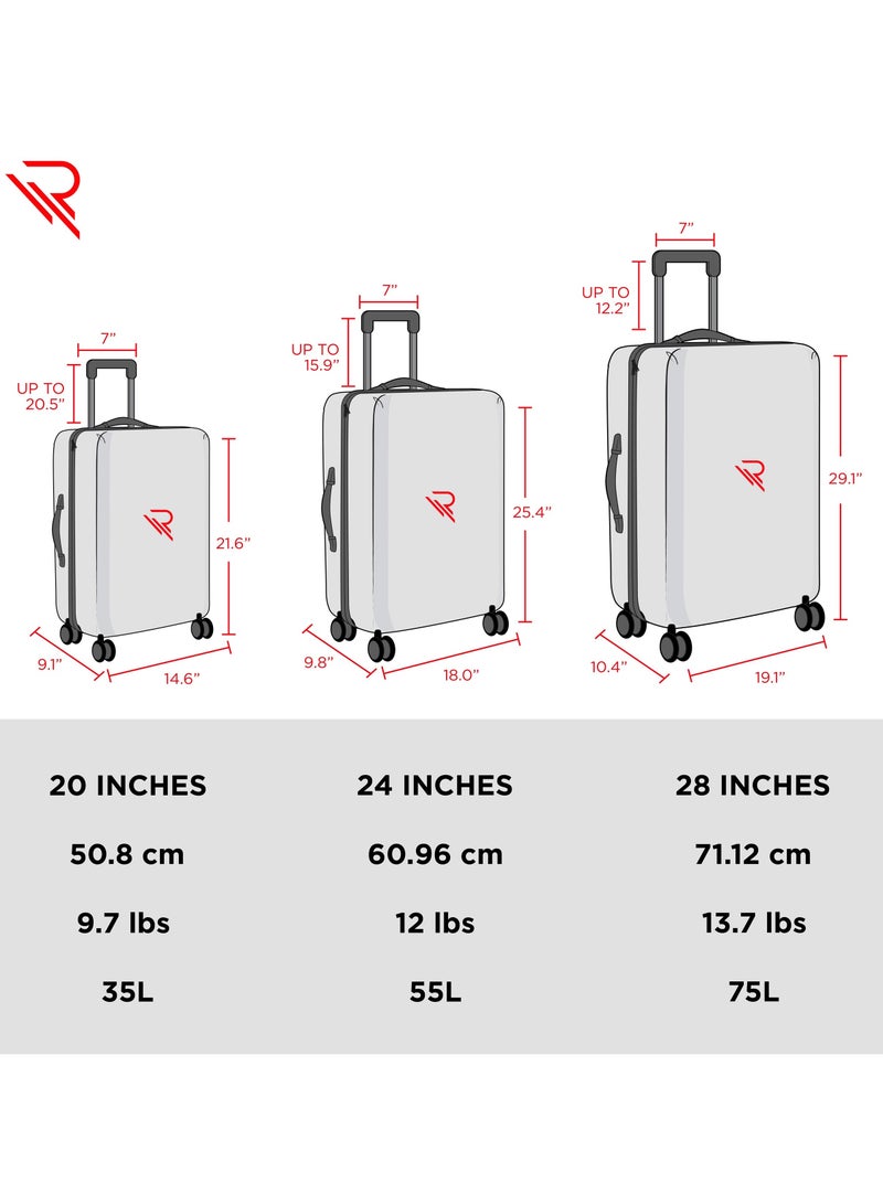 Paris 28 Inch Black Suitcase Luggage Trolley Bag  with Durable and Lightweight PP Hardshell 3 Level Telescopic Handle 4 Quiet 360° Wheels and TSA Lock