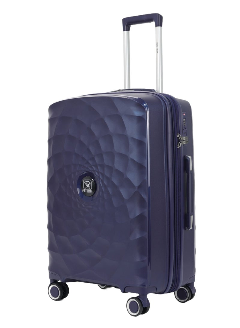 Paris 28 Inch Navy Suitcase Luggage Trolley Bag  with Durable and Lightweight PP Hardshell 3 Level Telescopic Handle 4 Quiet 360° Wheels and TSA Lock