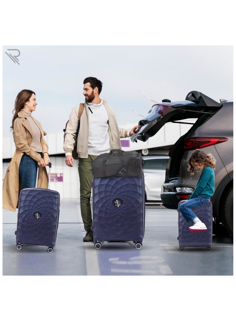 Paris 28 Inch Navy Suitcase Luggage Trolley Bag  with Durable and Lightweight PP Hardshell 3 Level Telescopic Handle 4 Quiet 360° Wheels and TSA Lock