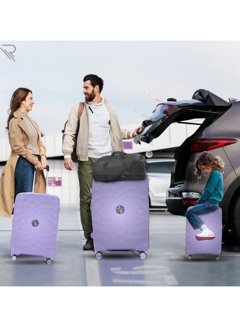 Paris 28 Inch Lilac Suitcase Luggage Trolley Bag  with Durable and Lightweight PP Hardshell 3 Level Telescopic Handle 4 Quiet 360° Wheels and TSA Lock