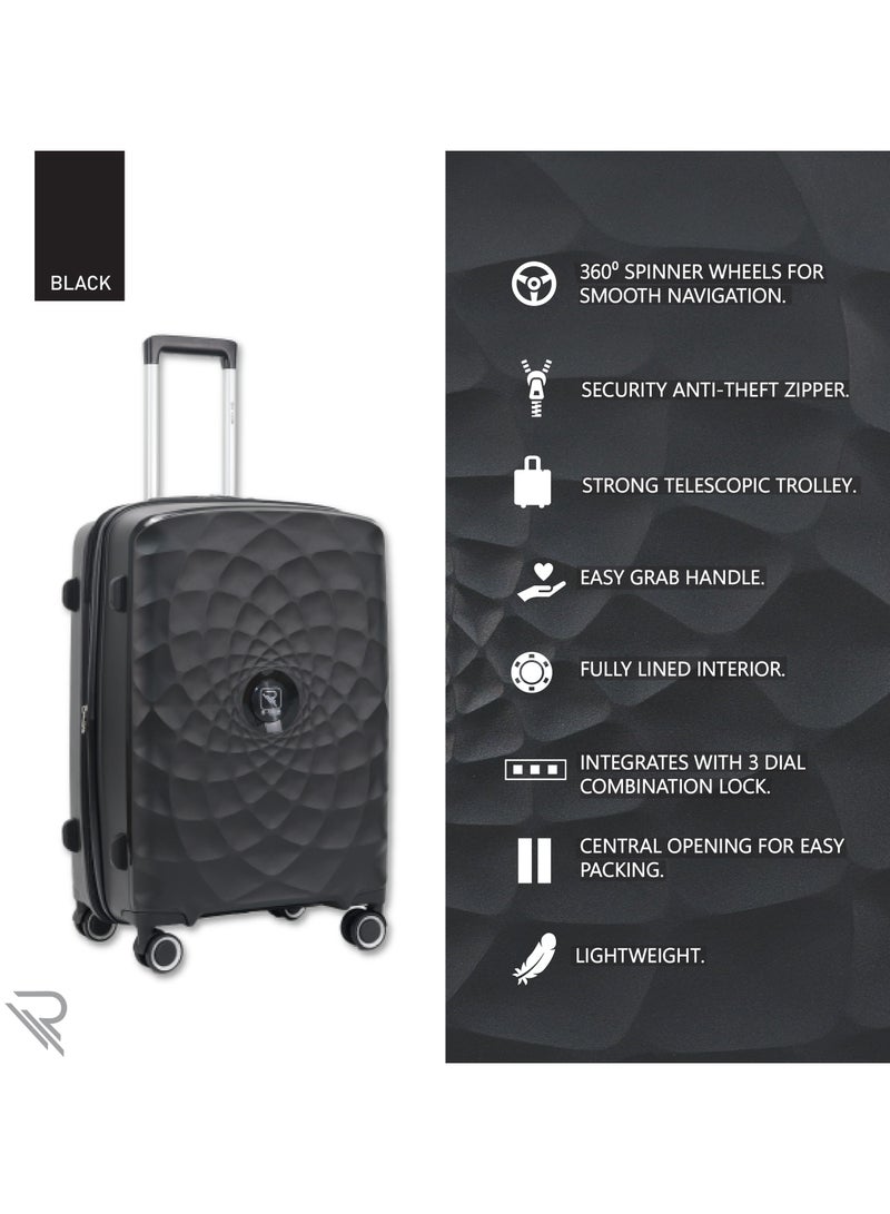 Paris 20 Inch Black Carry On Suitcase Luggage Trolley Bag with Durable and Lightweight PP Hardshell 3 Level Telescopic Handle 4 Quiet 360° Wheels and TSA Lock