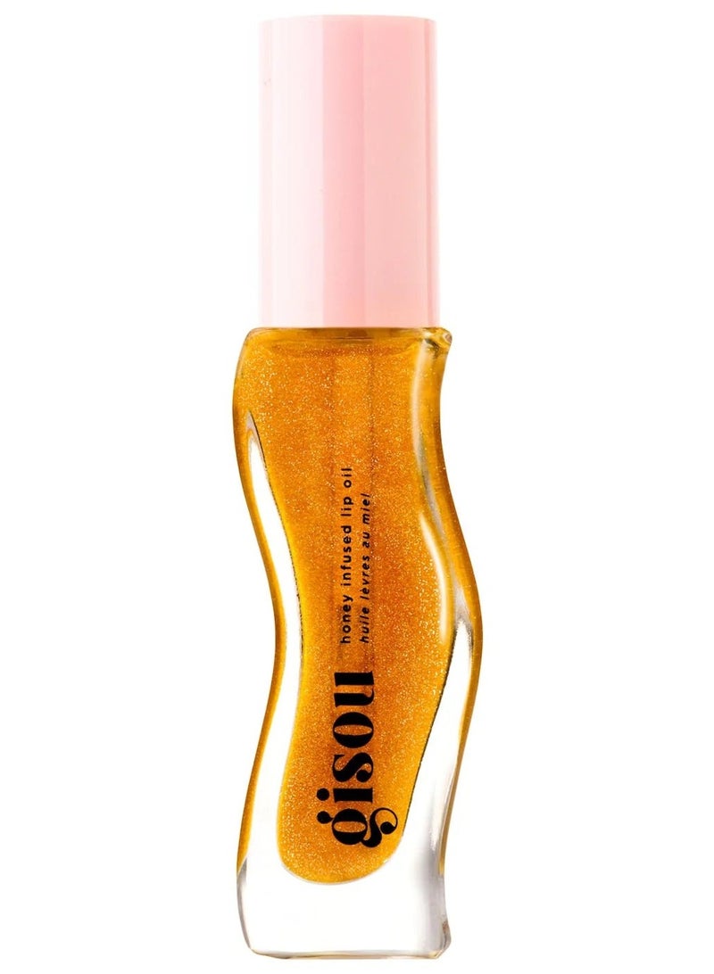 Gisou Golden Shimmer Glow Honey Infused Lip Oil - Hydrating, Nourishing, and Naturally Enhancing Formula for Luxurious Lips 0.27 oz 8 ml