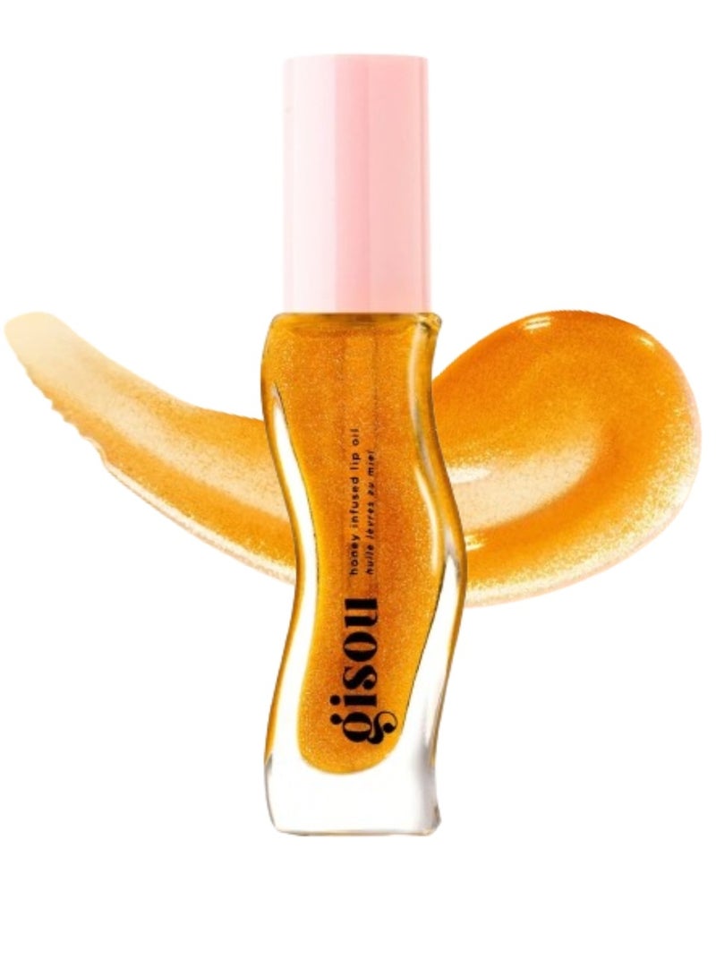 Gisou Golden Shimmer Glow Honey Infused Lip Oil - Hydrating, Nourishing, and Naturally Enhancing Formula for Luxurious Lips 0.27 oz 8 ml