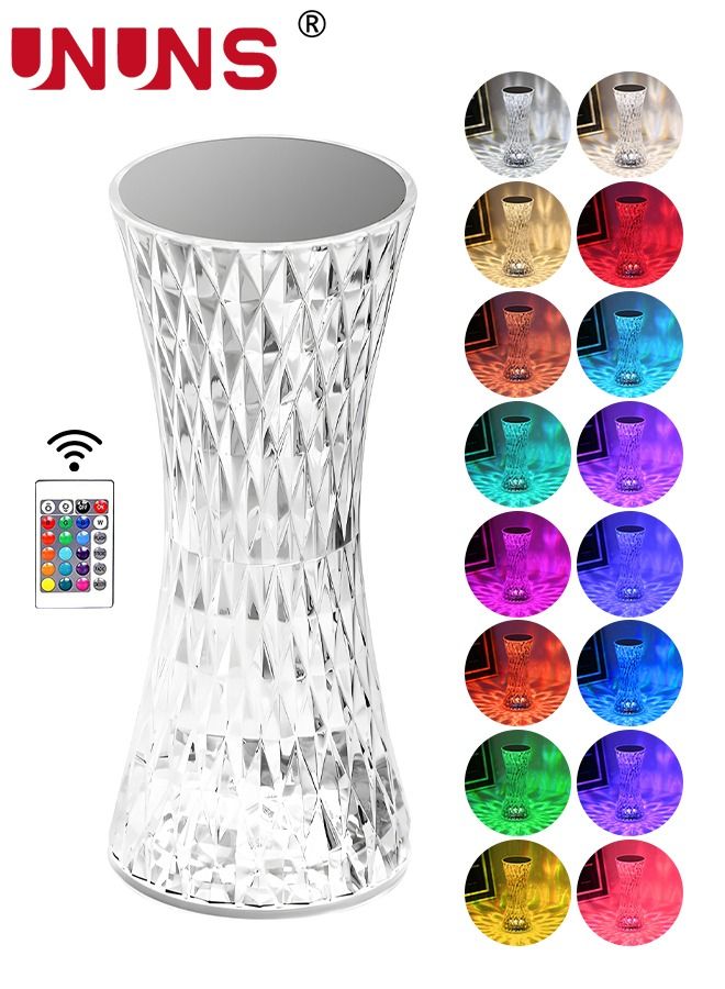 Crystal Lamp,Touch Table Lamp With Touch Remote Control,16 Color LED 3D Rose Diamond Lamp,USB Rechargeable,Night Lights,Bedside Lamp,Dining Room Lamp,Atmosphere Light For Bedroom/Living Room