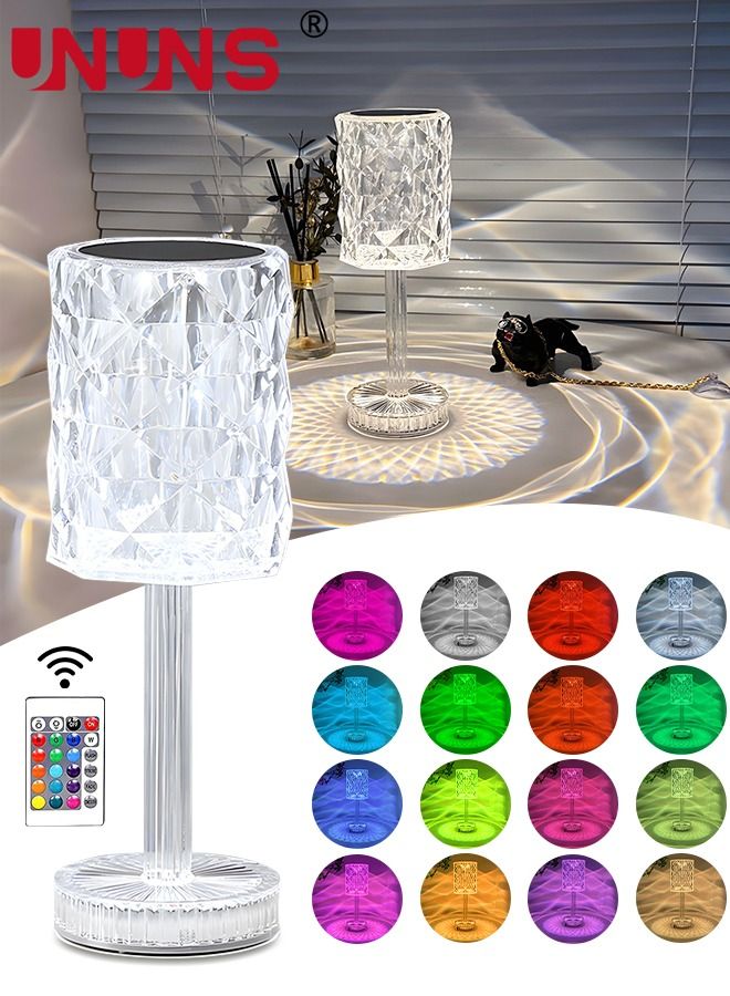 Crystal Lamp,Touch Control Table Lamp Night Lights,16 Color LED Rose Diamond USB Rechargeable Lamp,Touch & Remote Control,Bedside Lamp,Dining Room Lamp,Atmosphere Light For Bedroom/Living Room