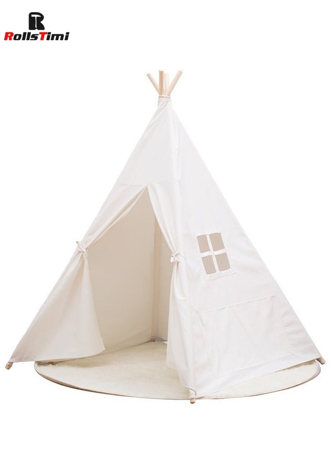 Cotton Canvas Teepee Kid's Play Tent,White