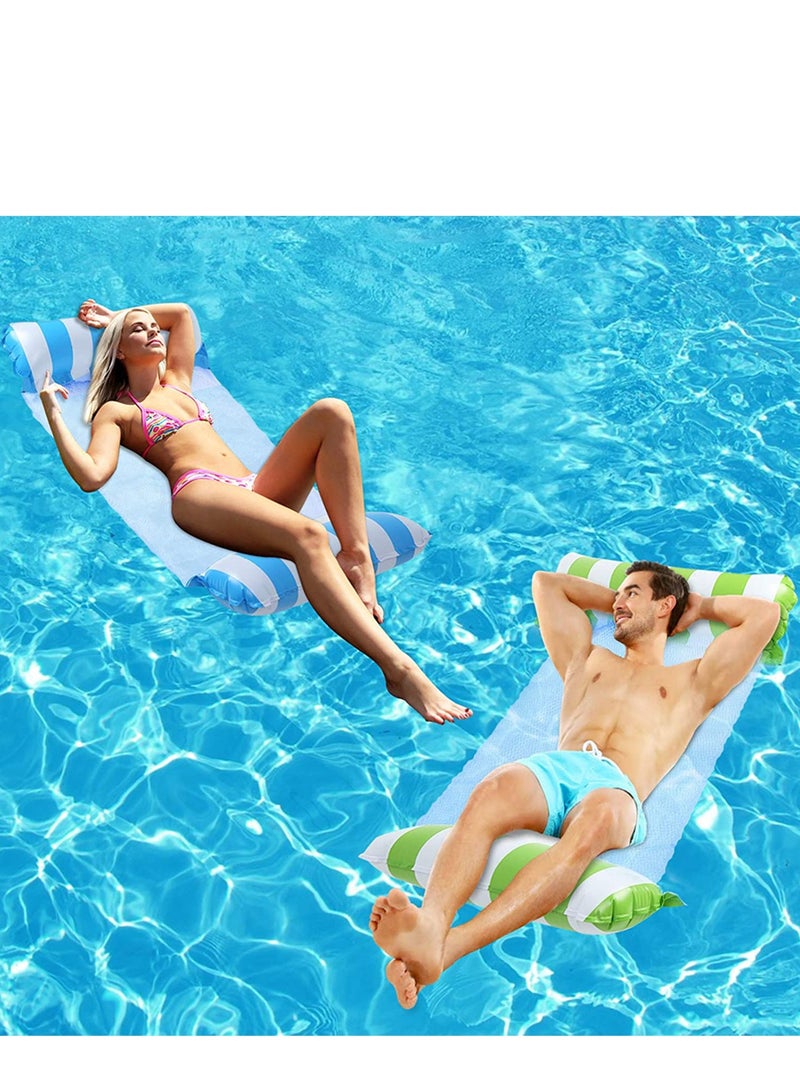 Inflatable Water Hammock, Water Hammock Pool Lounger, Floating Bed Lounge Chair Drifter Saddle, Swimming Pool Float Water Hammock Inflatable Lake Lounge Chair for Kids Adults 2-Pack