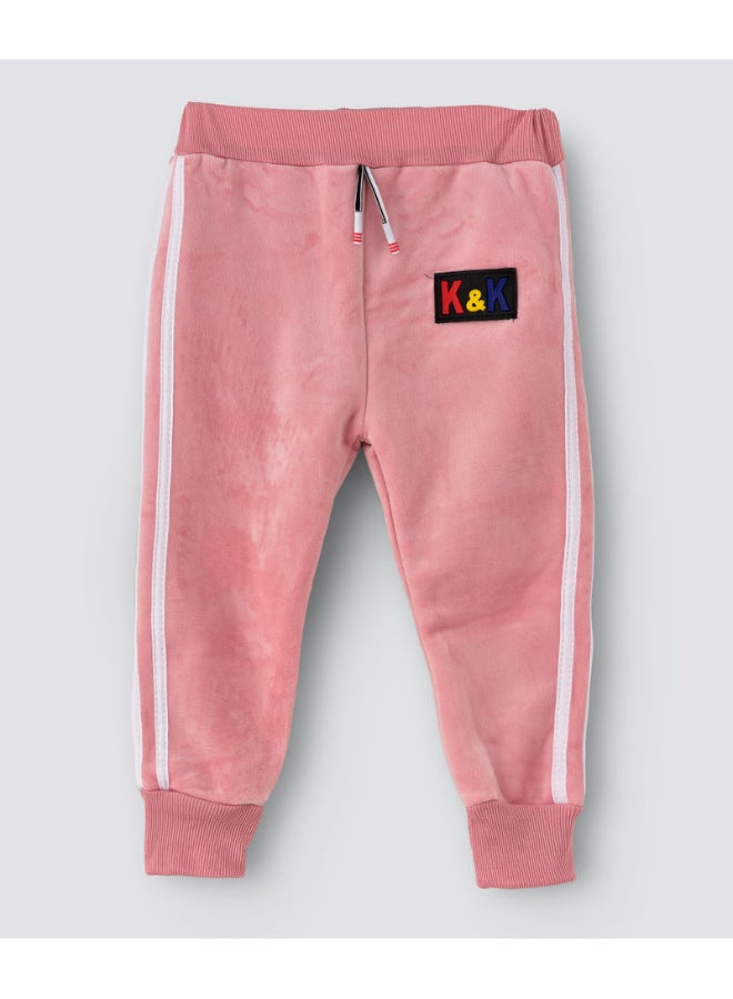 Double Side Stripe Detail Mid-Rise Joggers Pink/White