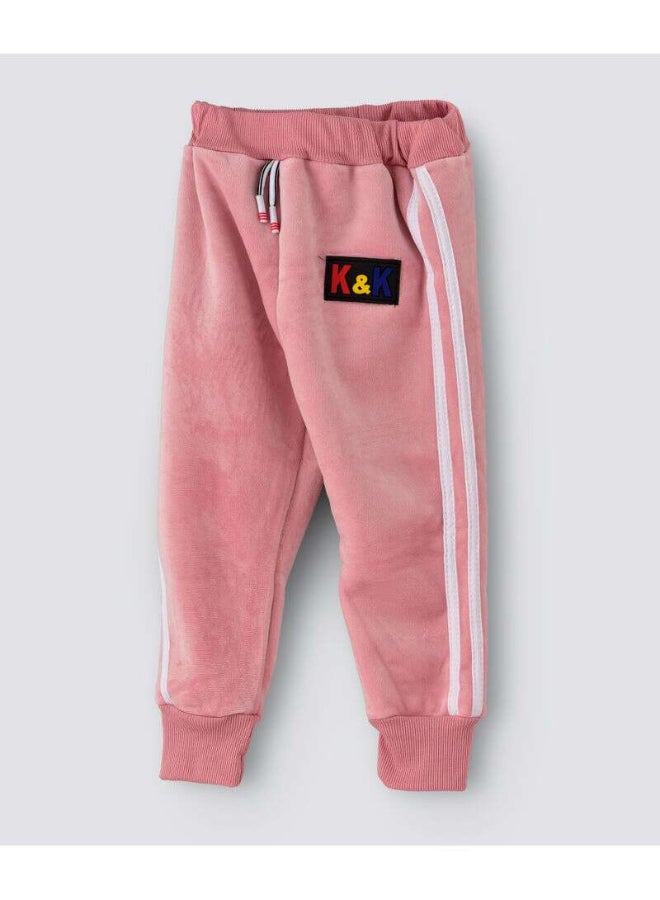 Double Side Stripe Detail Mid-Rise Joggers Pink/White